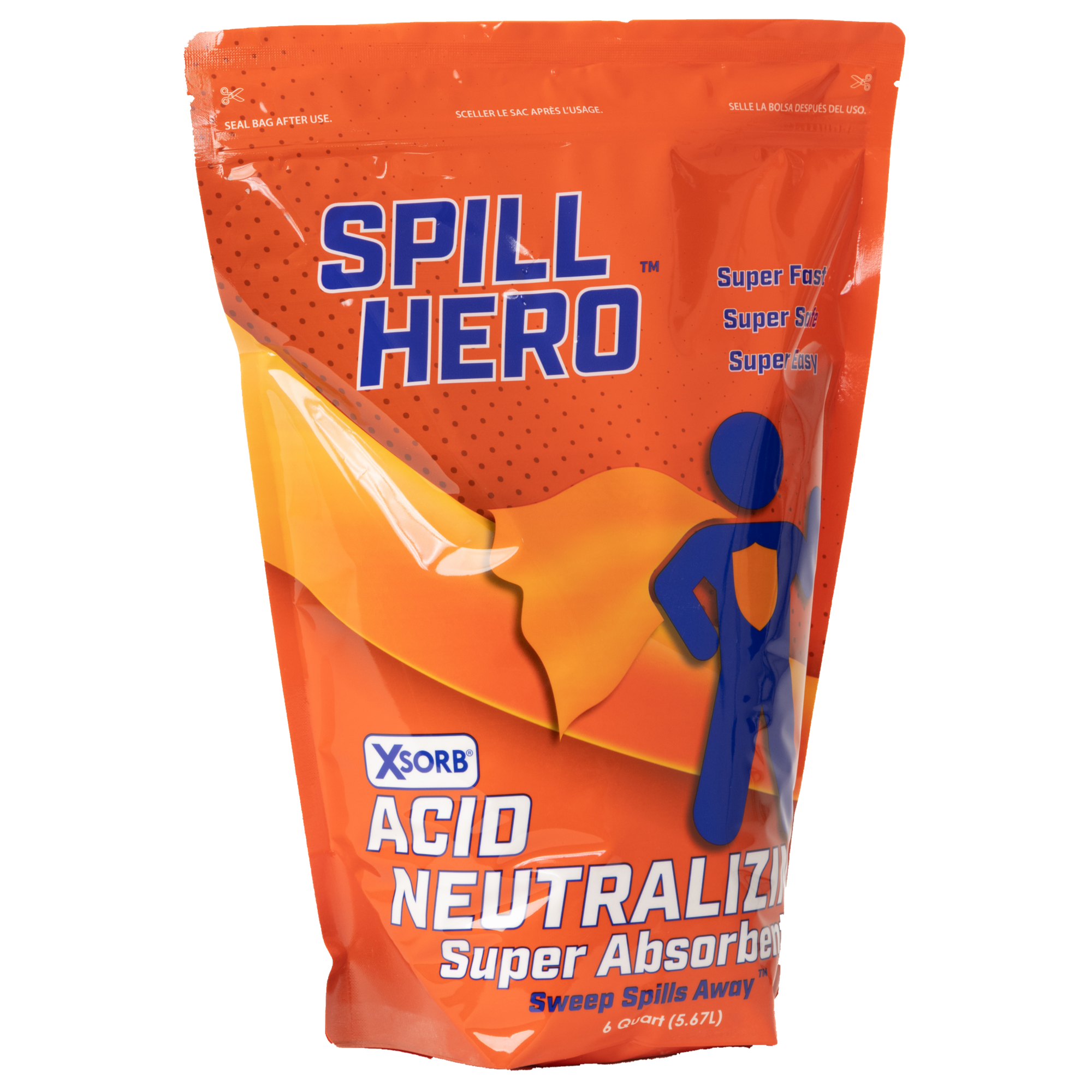 Spill Hero Acid Neutralizing Absorbent Bags - 6 Qt., Granular, 2 Pcs, Model# XB212N-2